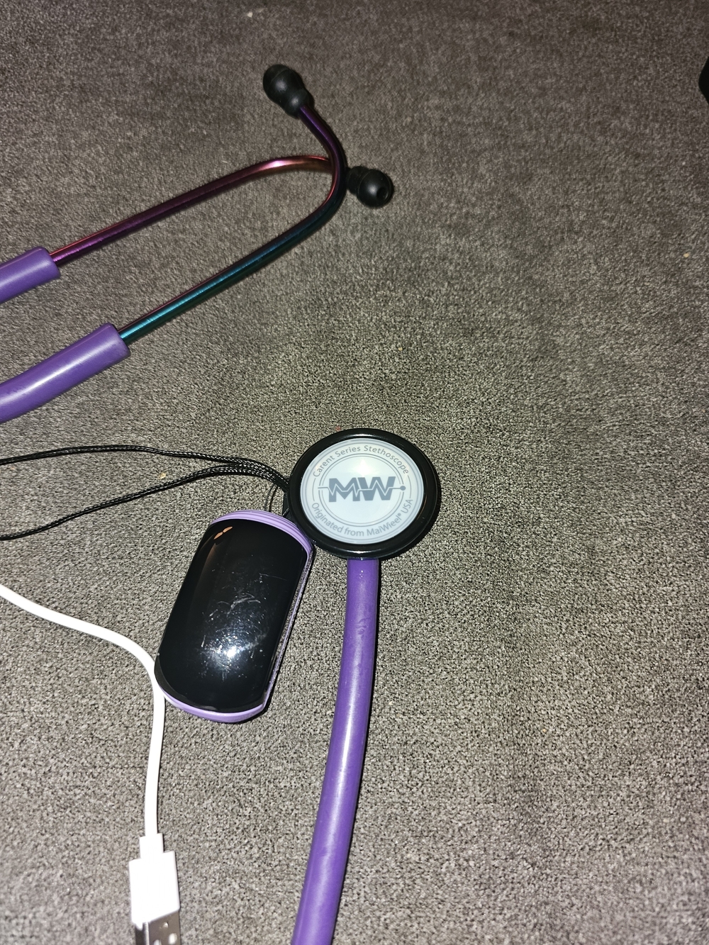 Stethoscope Headset in Purple - Dual-Color Tubing W/chargeable Pulse Ox